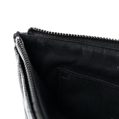 Saint Laurent Grain De Poudre Chevron Monogram Bill Pouch Black 17 of 17