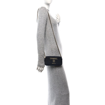 Chanel Canvas Small Deauville Clutch With Chain Navy 2 of 13