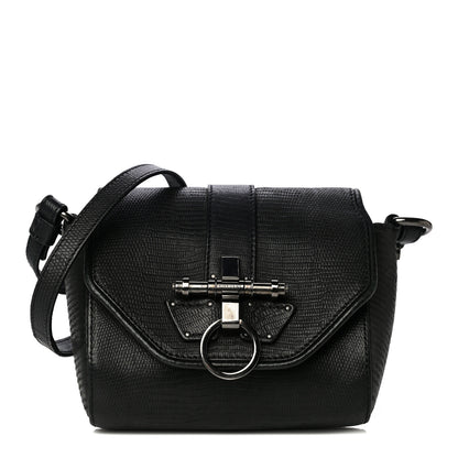 Givenchy Lambskin Lizard Embossed Obsedia Shoulder Bag Black 1 of 16