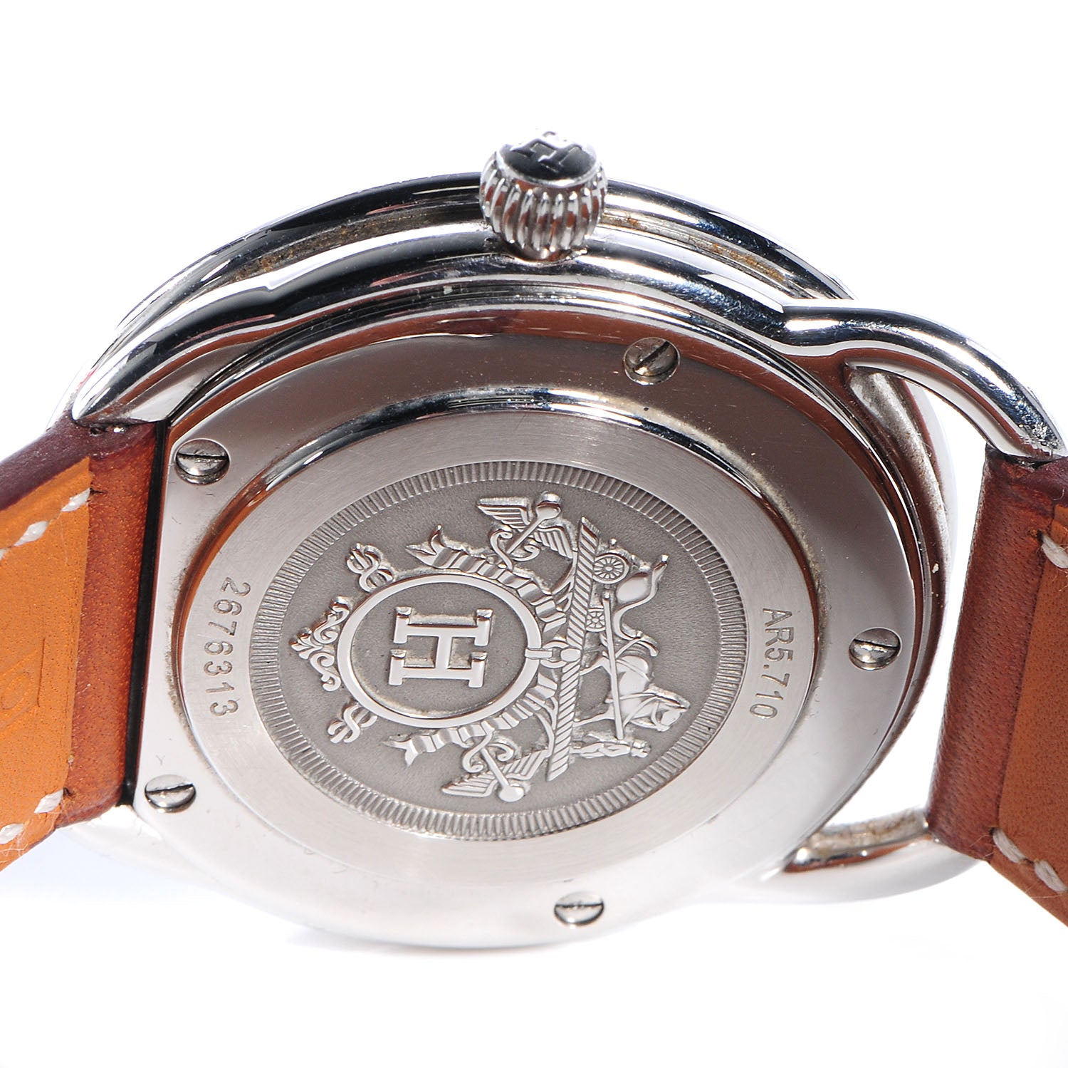 Hermes Stainless Steel Barenia 38mm Arceau Quartz Watch Fauve 7 of 8