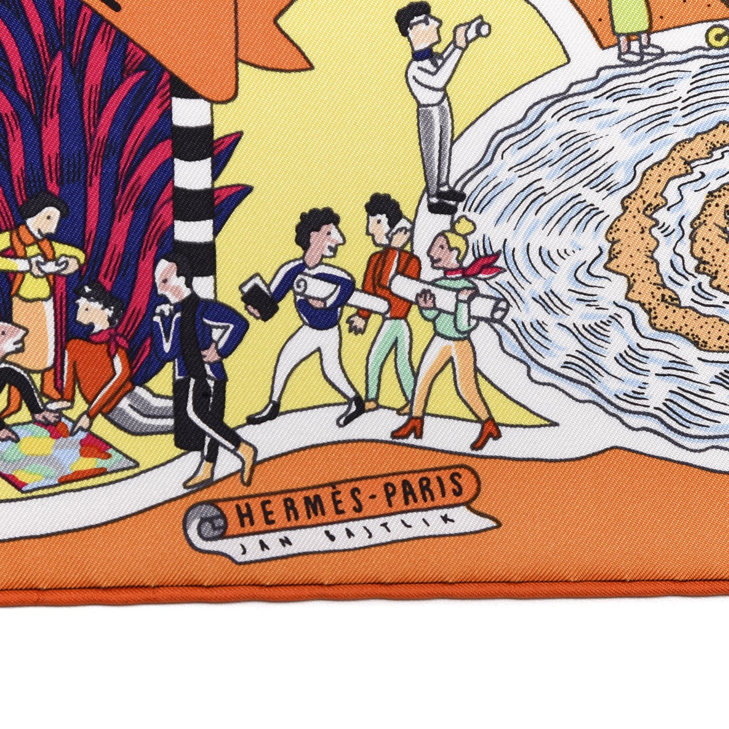 Hermes Silk Exposition Universelle Scarf 90 Orange Jaune Multi 3 of 3