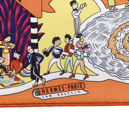 Hermes Silk Exposition Universelle Scarf 90 Orange Jaune Multi 3 of 3