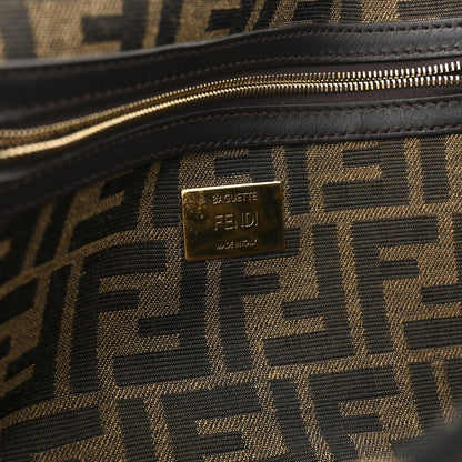 Fendi Fabric Jacquard FF 1974 Medium Baguette Tobacco Moro Black 6 of 11