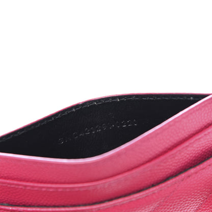 Saint Laurent Grain De Poudre Matelasse Chevron Monogram Credit Card Case Fresh Fuxia 7 of 8