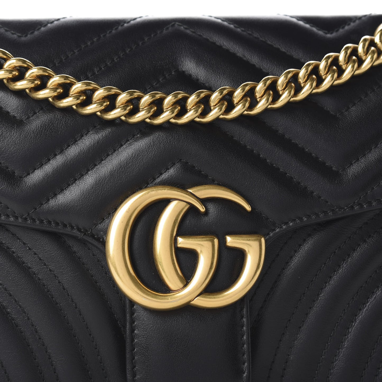 Calfskin Matelasse Small GG Marmont Shoulder Bag Black