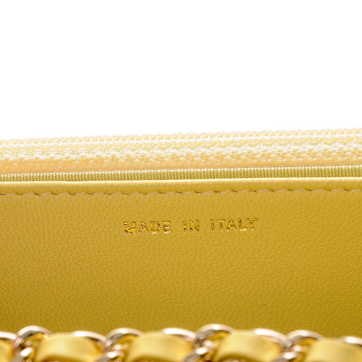 Lambskin Quilted Trendy CC Wallet On Chain WOC Yellow