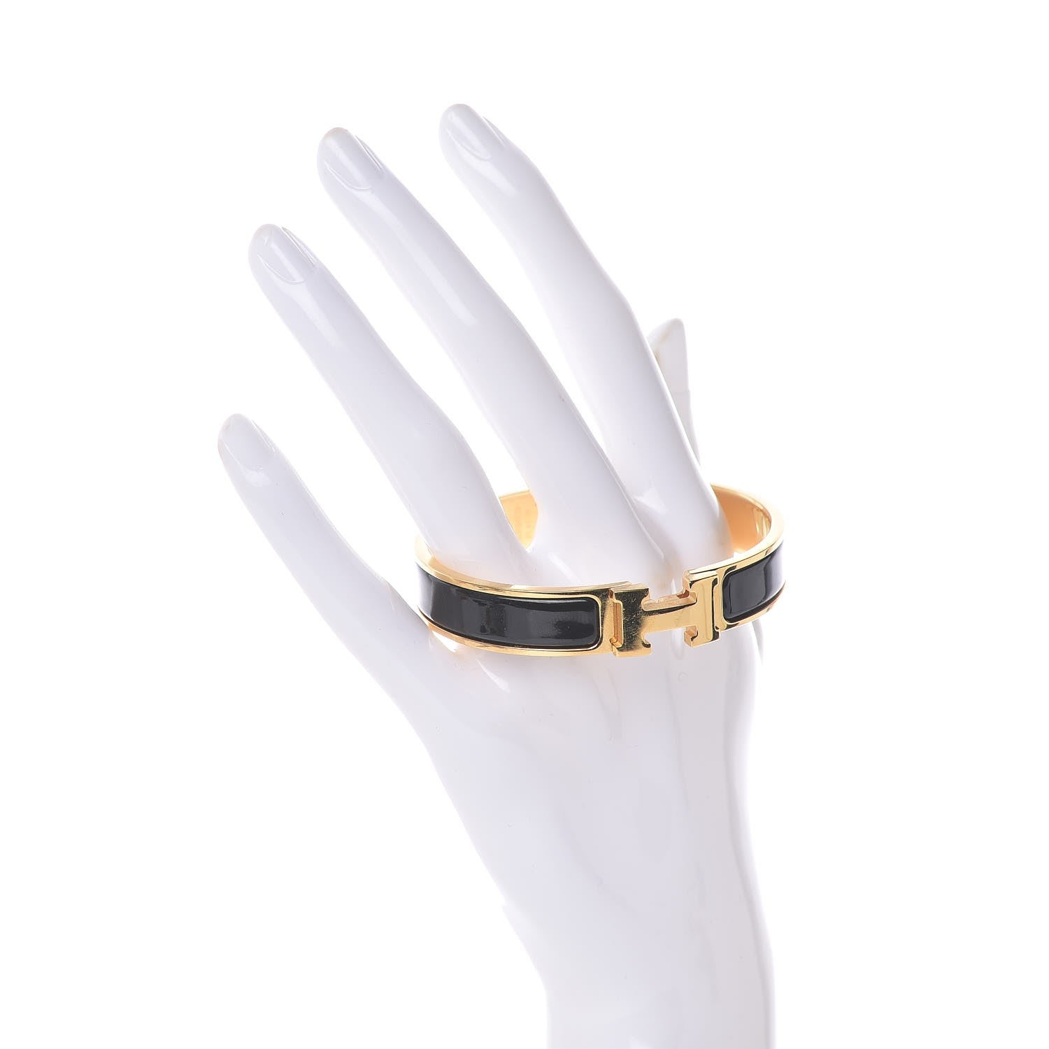 Hermes Enamel Narrow Clic Clac H Bracelet GM Black 2 of 6