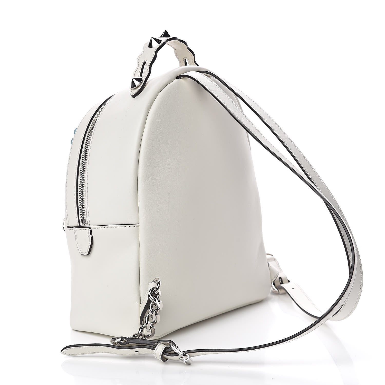 Fendi Vitello Century Nappa Flowerland Studded Mini Backpack White Ice Multicolor 3 of 10