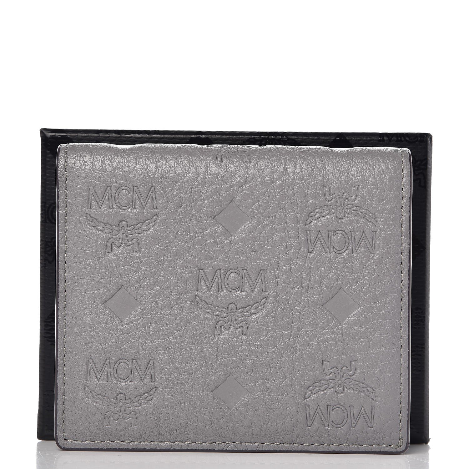 MCM Calfskin Signature Monogram Klara Bi-Fold Wallet Dove 10 of 10