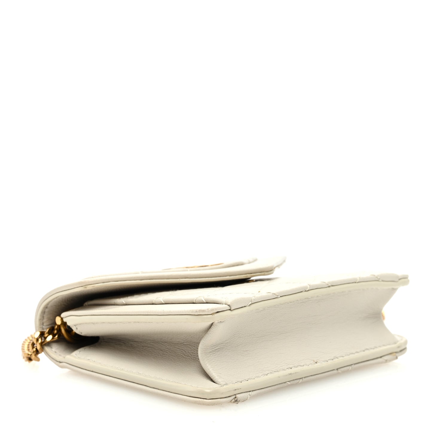 Lambskin Quilted Monogram Micro Gaby Crossbody Bag Blanc Vintage