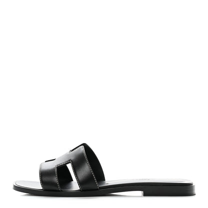 Hermes Box Calfskin Oran Sandals 36 Black 1 of 9