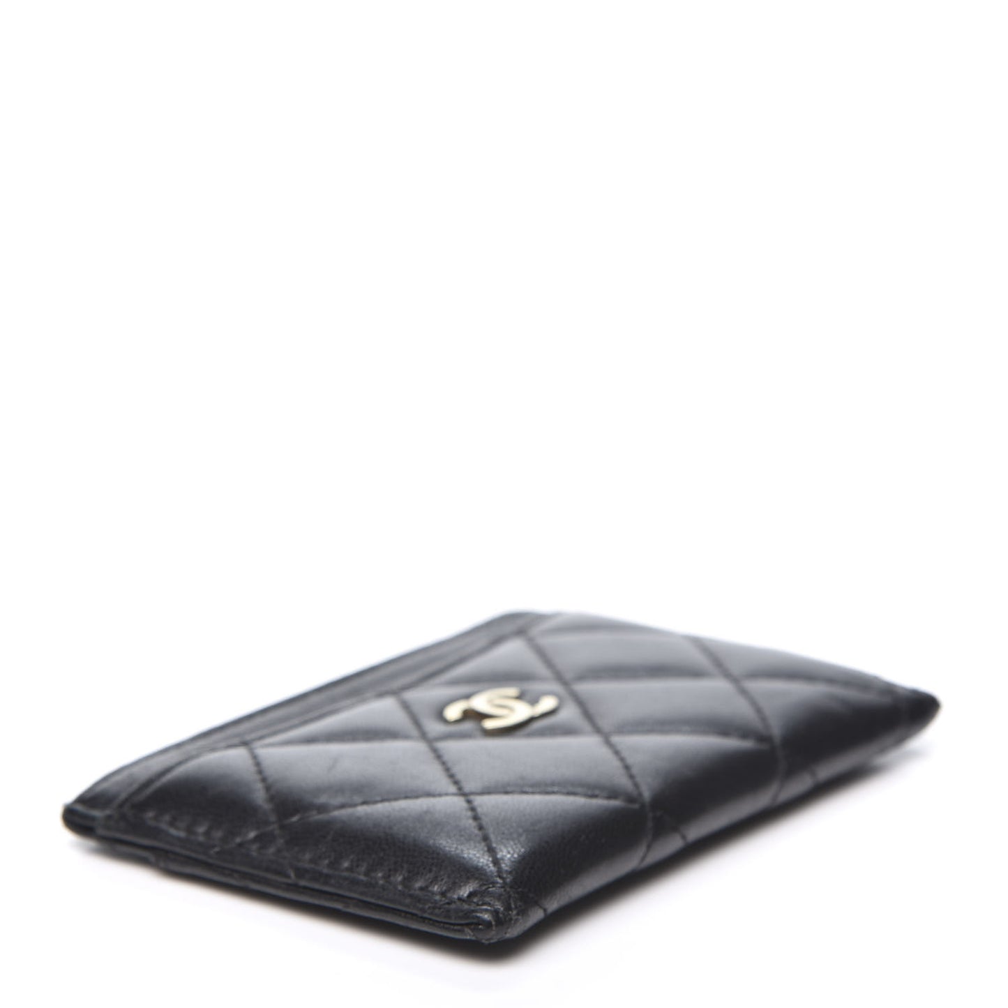 Lambskin Quilted Card Holder Black