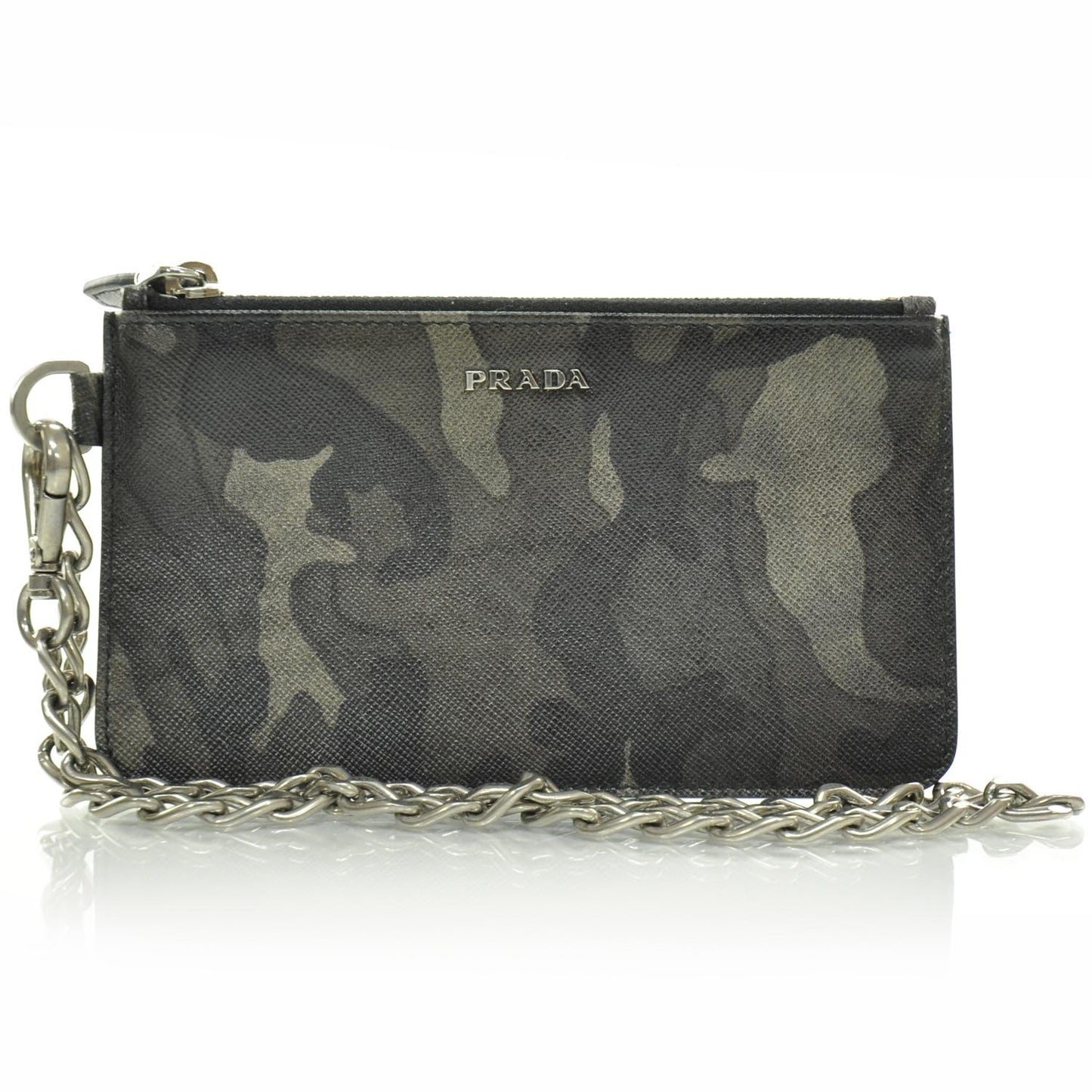 Saffiano Camouflage Pouch Key Chain Fumo