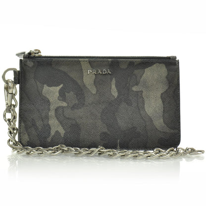 Prada Saffiano Camouflage Pouch Key Chain Fumo 1 of 8
