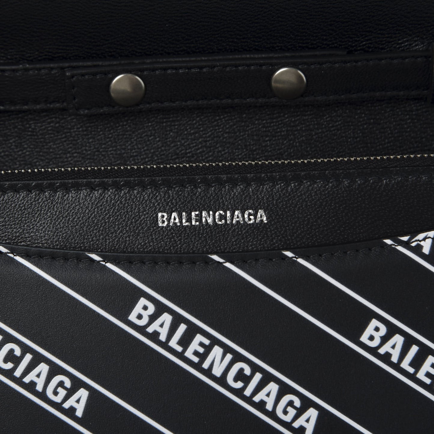 Matte Calfskin Diagonal Allover Logo Print B Wallet on Chain Black White