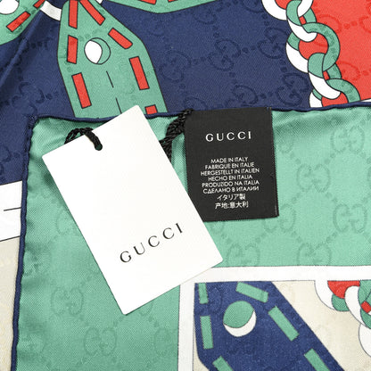 Gucci Silk Chain Argyle Square Scarf Flame Dark Green 3 of 3