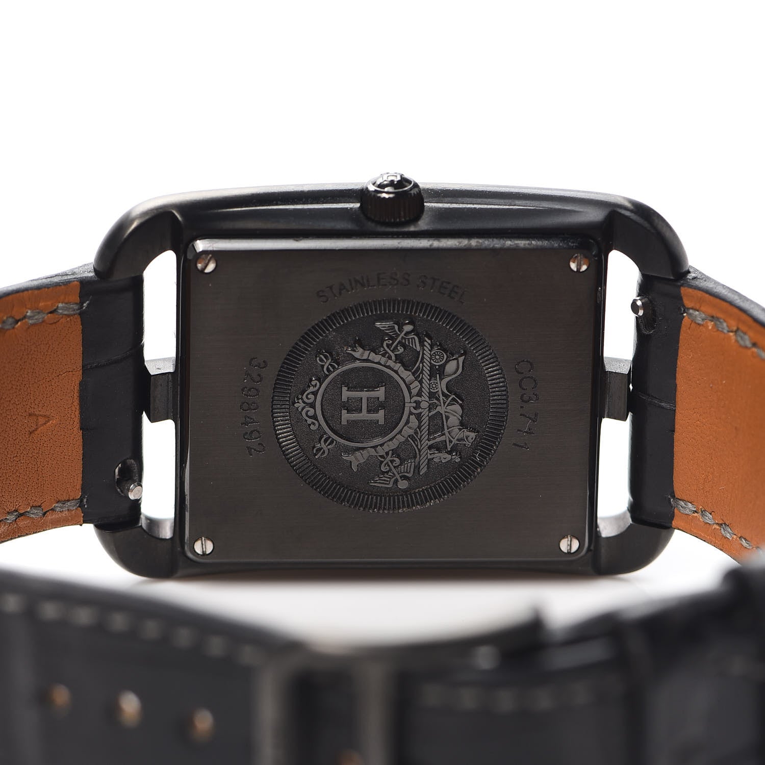 Hermes PVD Stainless Steel Alligator 29mm Cape Cod Quartz Watch Noir 4 of 6