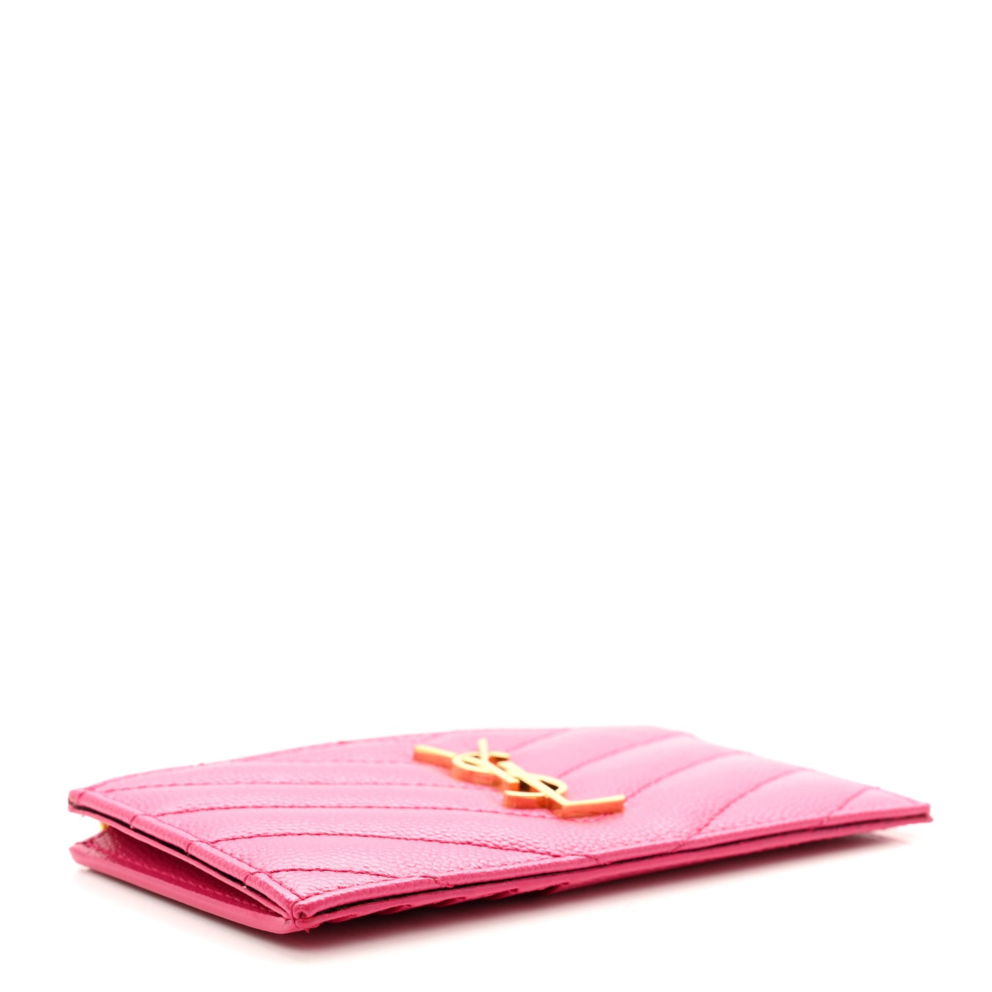Grain De Poudre Matelasse Chevron Monogram Fragments Zippered Card Case Fresh Fuxia