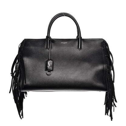 Saint Laurent Grained Calfskin Medium Fringe Cabas Rive Gauche Black 1 of 12