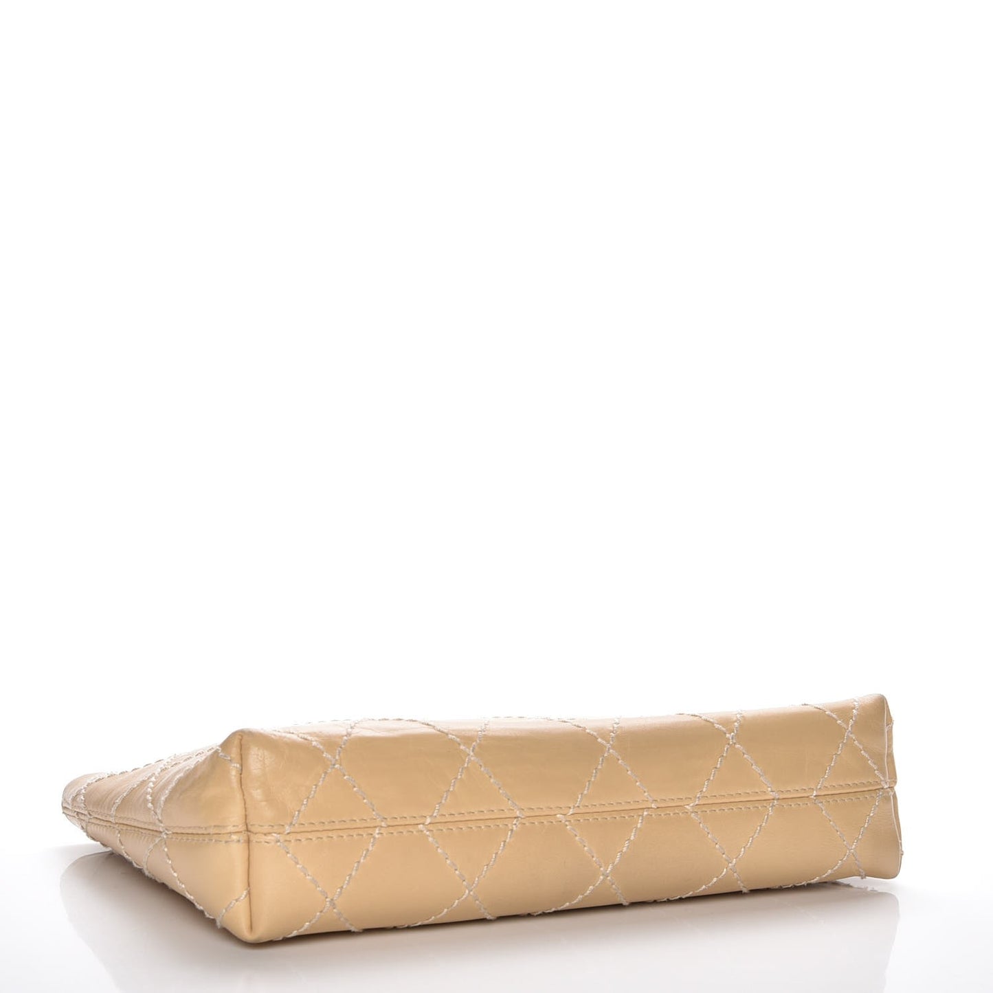 Lambskin Diamond Stitch Clutch Beige