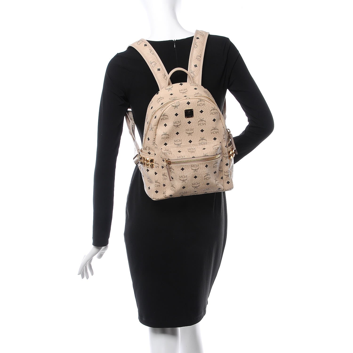 MCM Visetos Small Side Stud Stark Backpack Beige 2 of 10