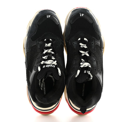 Balenciaga Fabric Mesh Washed Effect Womens Triple S Sneakers 41 Black Red 2 of 13