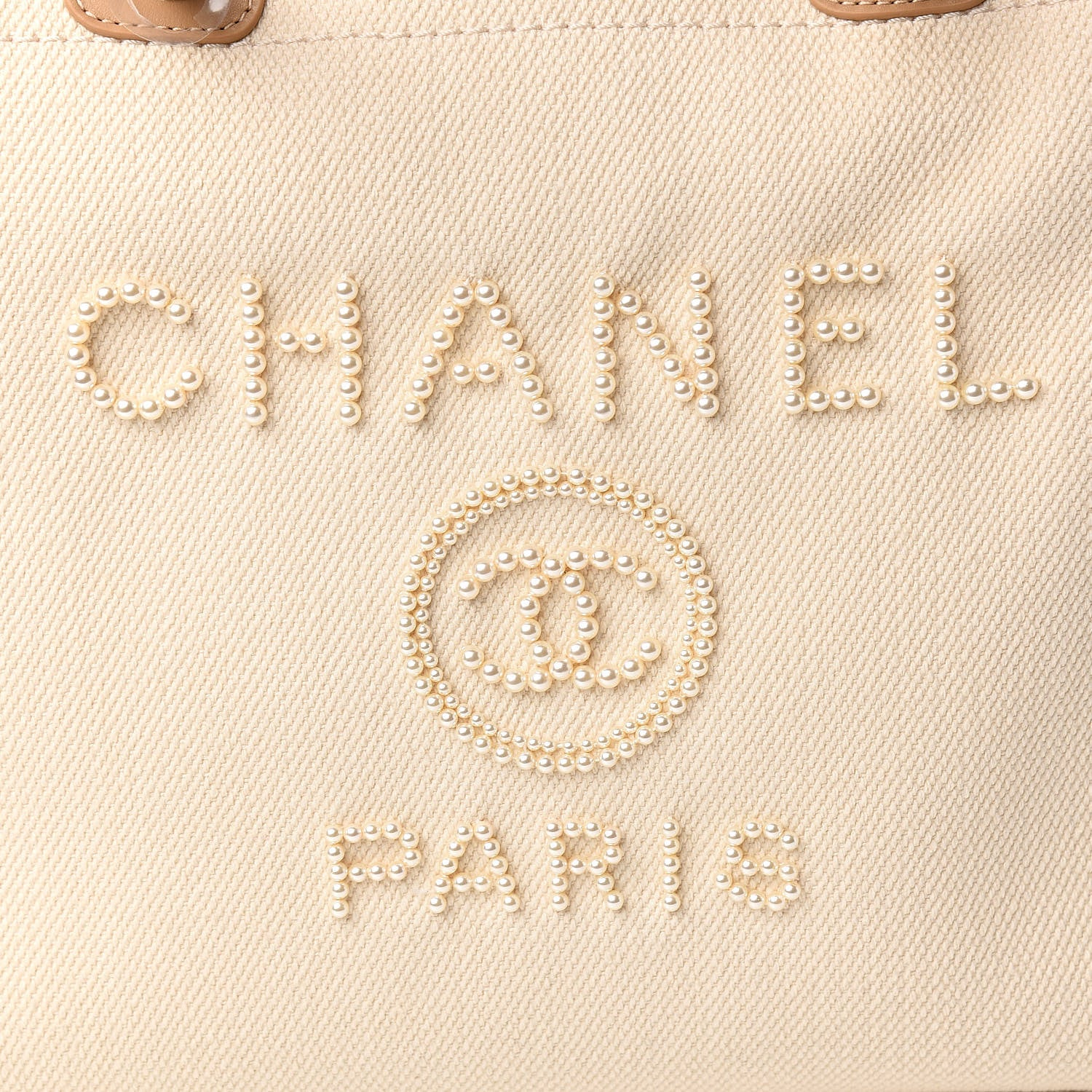 Chanel Canvas Pearl Large Deauville Tote Ecru Beige 10 of 10