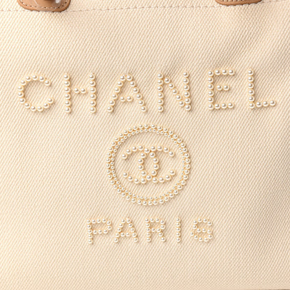 Chanel Canvas Pearl Large Deauville Tote Ecru Beige 10 of 10