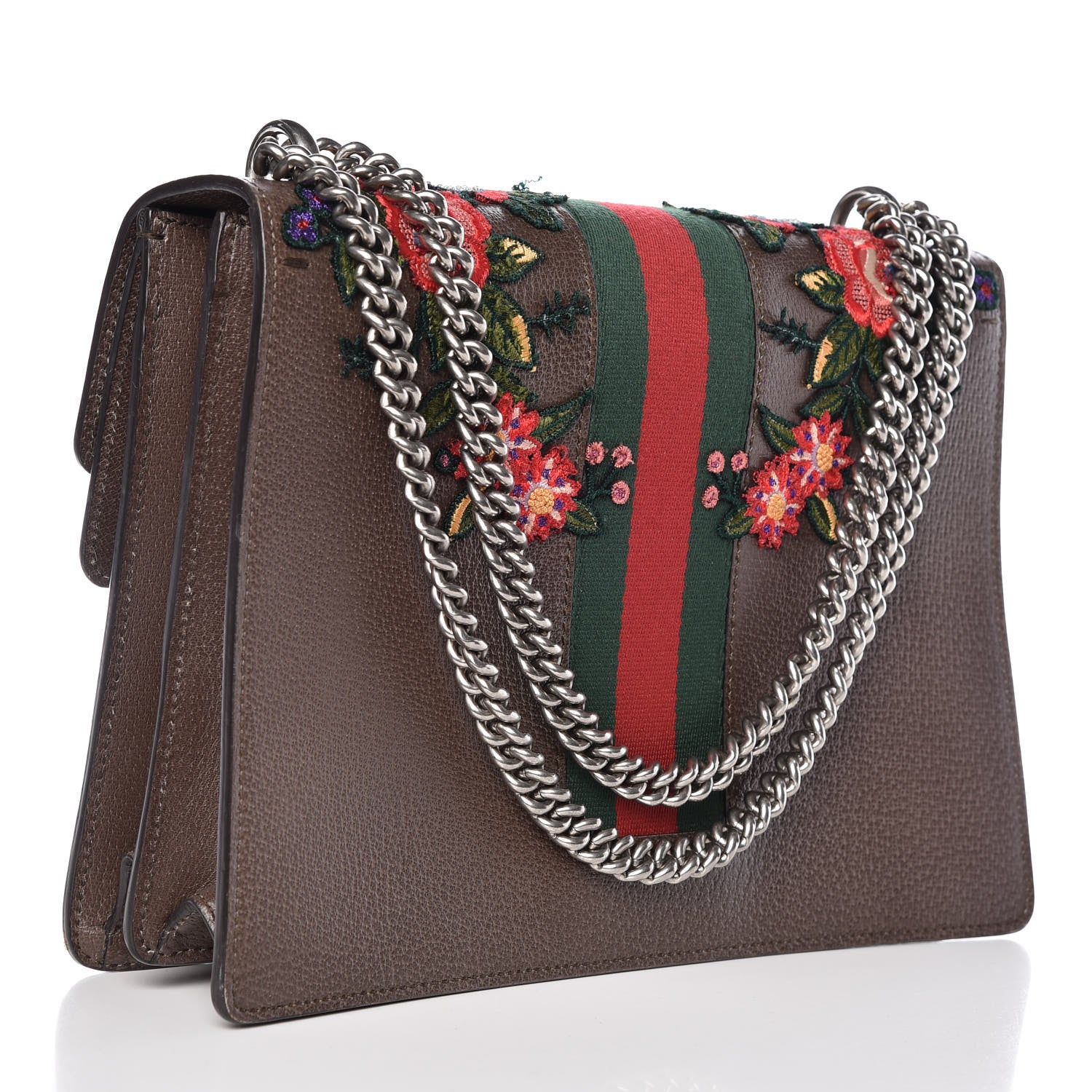 Gucci Calfskin Web Owl Embroidered Medium Dionysus Shoulder Bag New Acero Multicolor 3 of 17