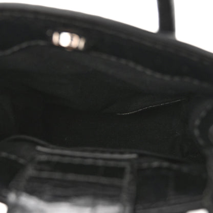 Balenciaga Calfskin Crocodile Embossed Logo Shopping Phone Holder Bag Black 5 of 9