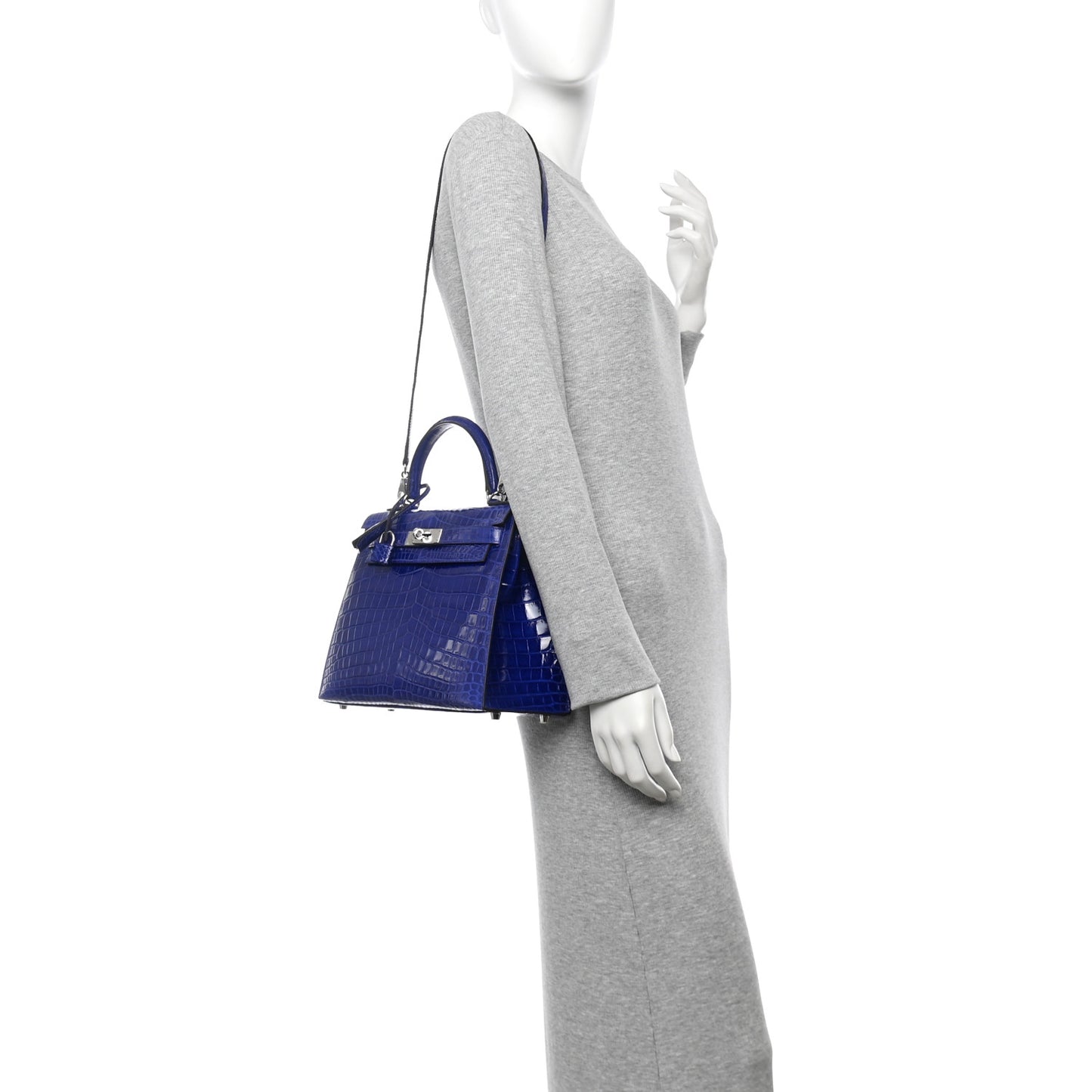 Shiny Niloticus Crocodile Kelly Sellier 28 Bleu Electrique