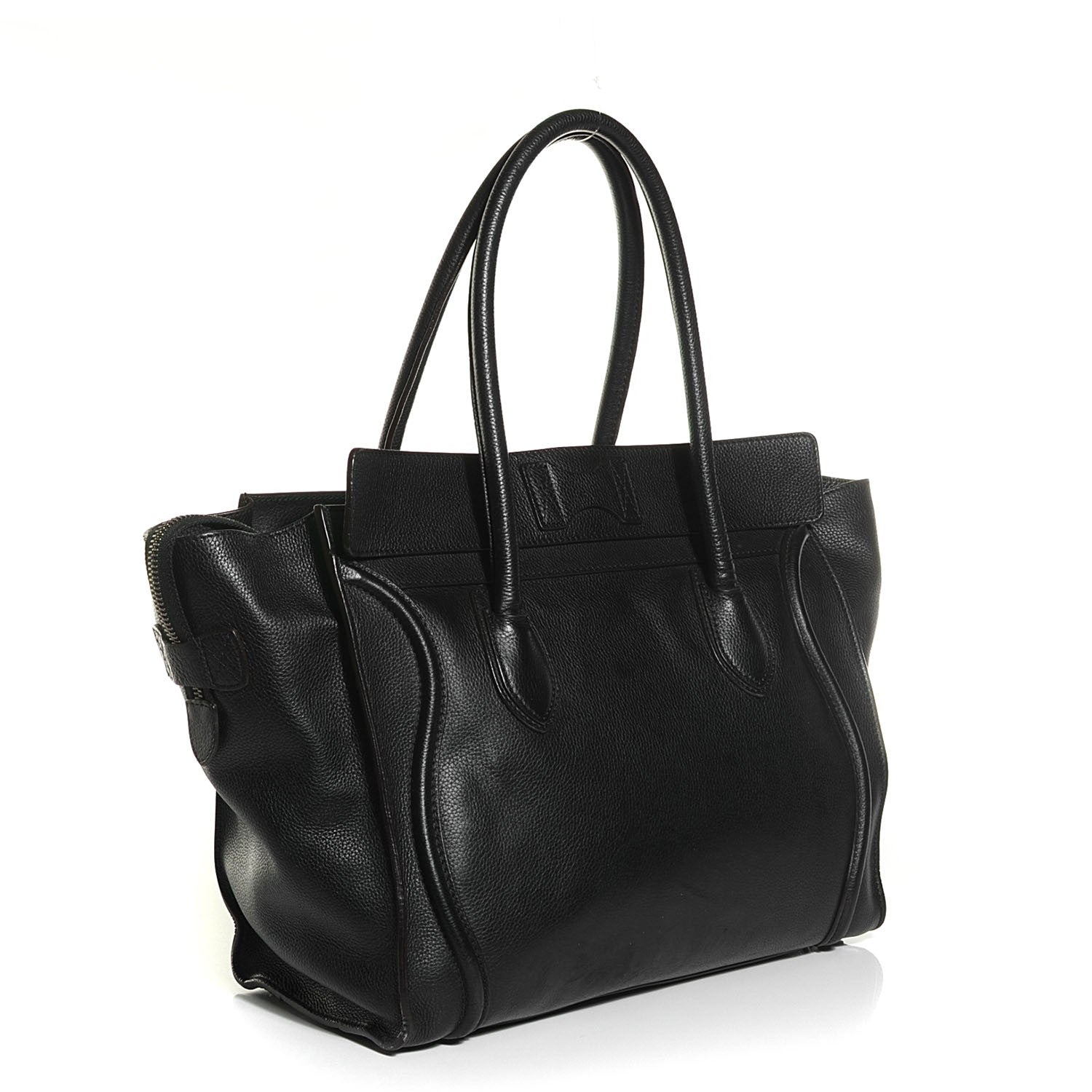 Celine Drummed Calfskin Shoulder Luggage Black 3 of 8
