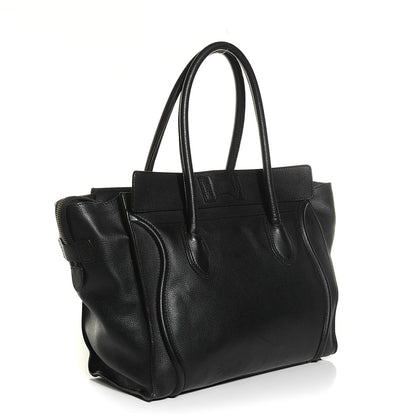 Celine Drummed Calfskin Shoulder Luggage Black 3 of 8