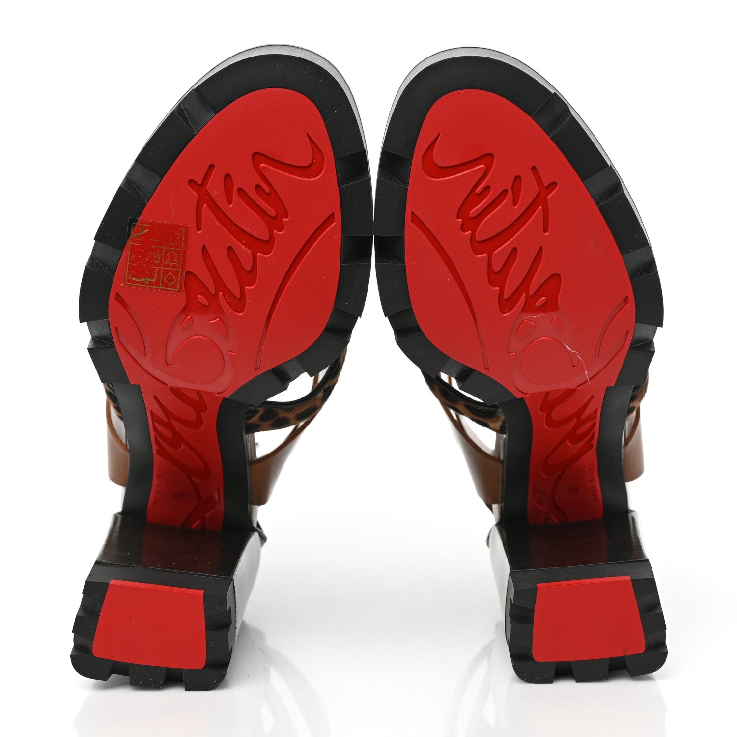 Christian Louboutin Calfskin Crocodile Embossed Pony Hair Platform Sandals 38 Black Multi 5 of 7