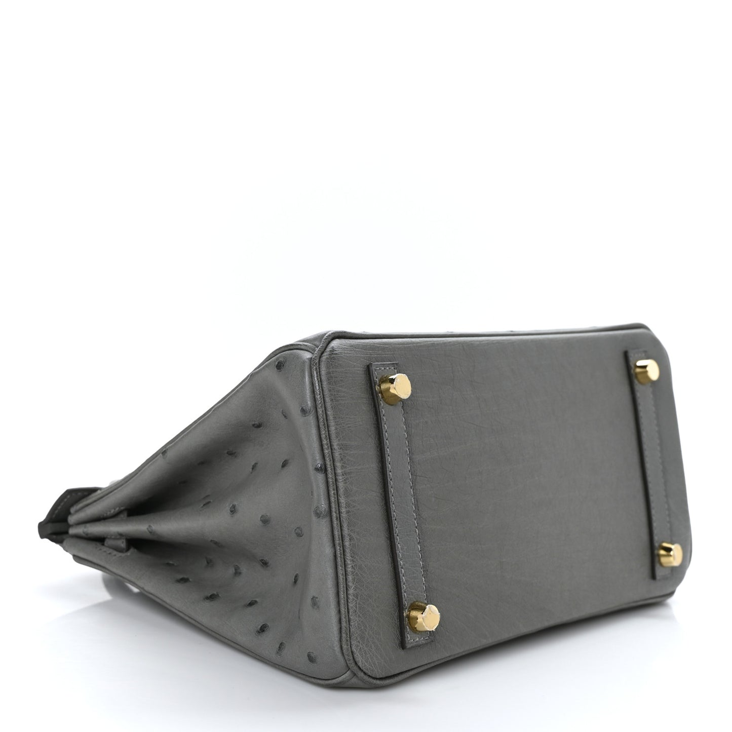 Ostrich Birkin 25 Gris Meyer