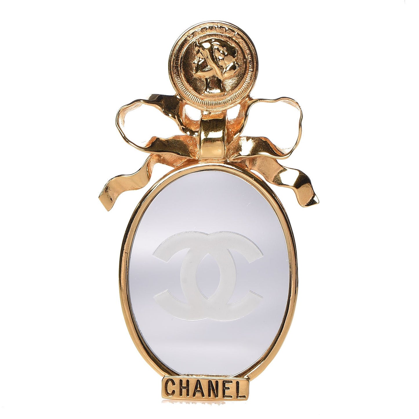 CC Vanity Mirror Brooch Gold