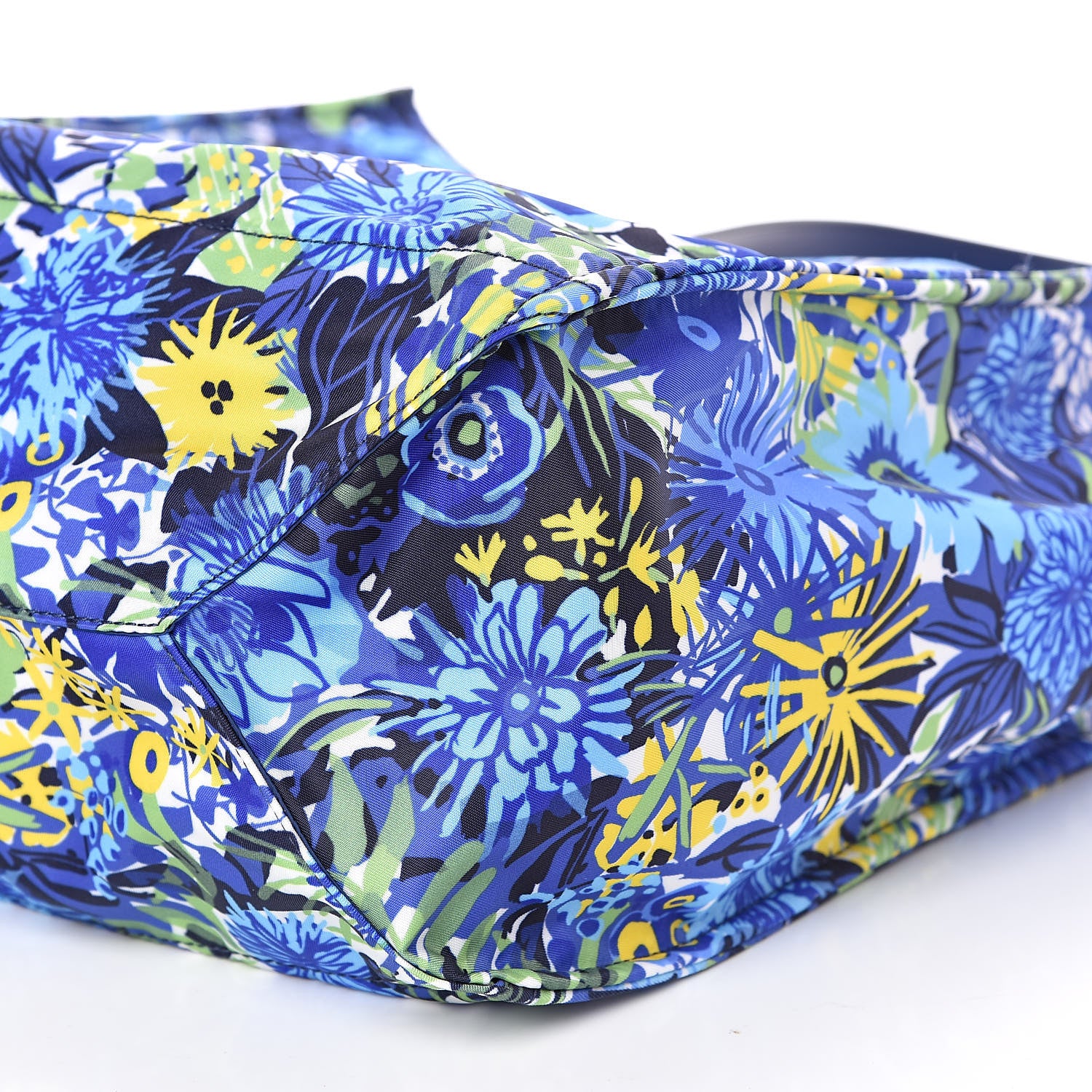 Prada Tessuto Nylon Saffiano Floral Print Tote Bluette Dis Primule 9 of 9