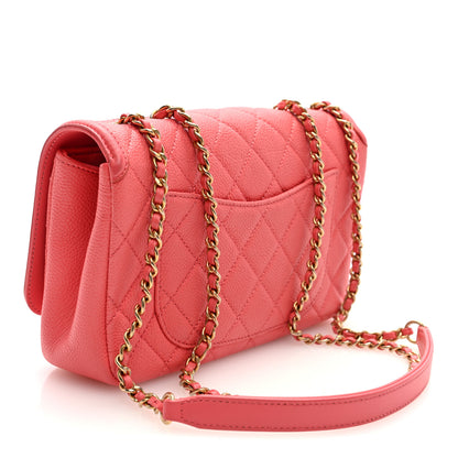 Chanel Caviar Quilted Small CC Filigree Flap Coral 3 of 10