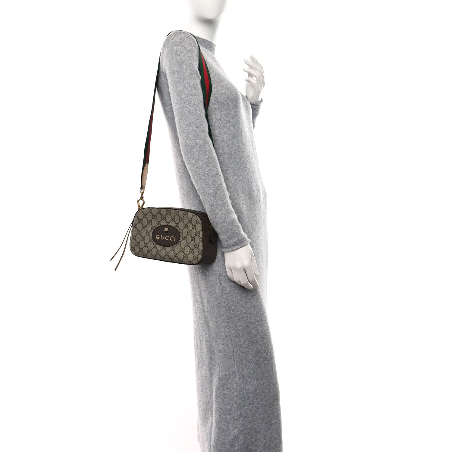 Gucci GG Supreme Monogram Web Neo Vintage Shoulder Bag Beige New Acero Crop 2 of 11