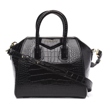 Givenchy Calfskin Crocodile Embossed Mini Antigona Black 1 of 10
