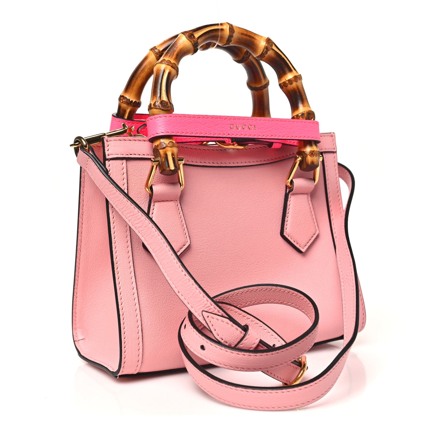 Wonka Grain Calfskin Mini Diana Tote Bag Wild Rose Fuxia Fluo