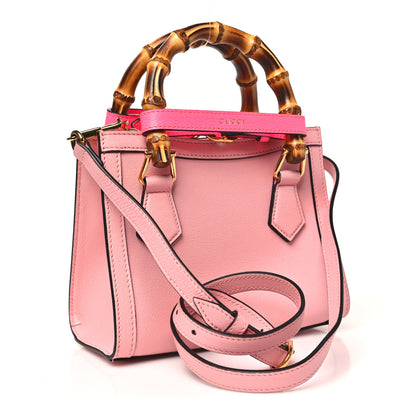 Gucci Wonka Grain Calfskin Mini Diana Tote Bag Wild Rose Fuxia Fluo 3 of 11