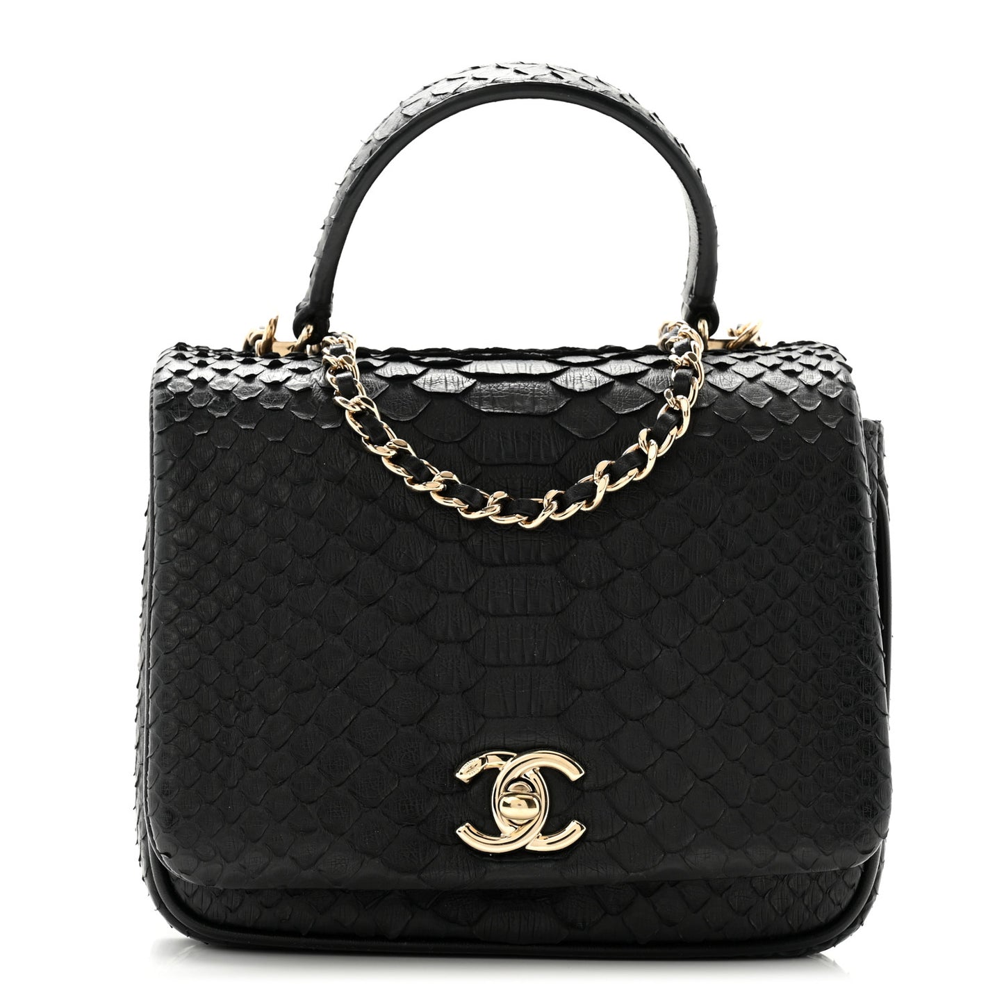 Snakeskin Quilted Mini Citizen Chic Flap Black