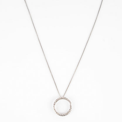 David Yurman Sterling Silver Diamond Crossover Circle Pendant Necklace 3 of 7