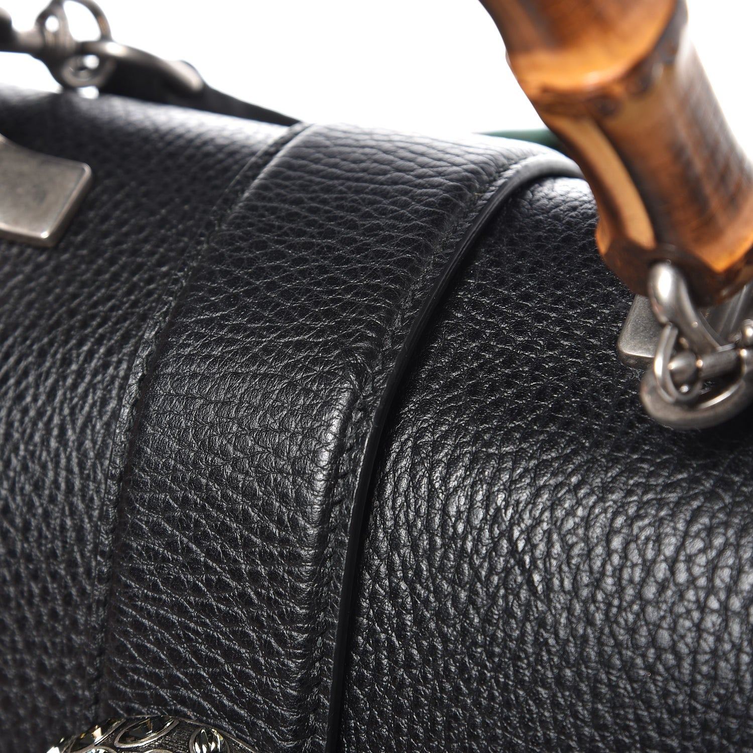 Gucci Dollar Calfskin Crystal Web Medium Dionysus Bamboo Top Handle Bag Black Black Diamond 10 of 10
