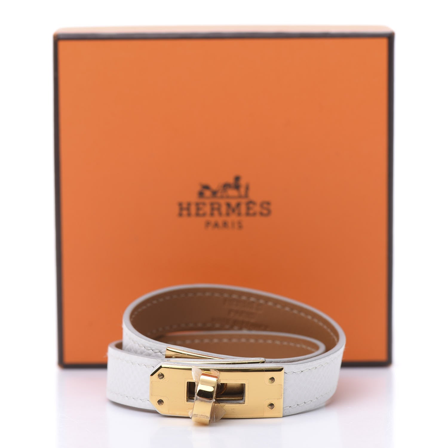 Hermes Epsom Kelly Double Tour Bracelet T2 White 7 of 7