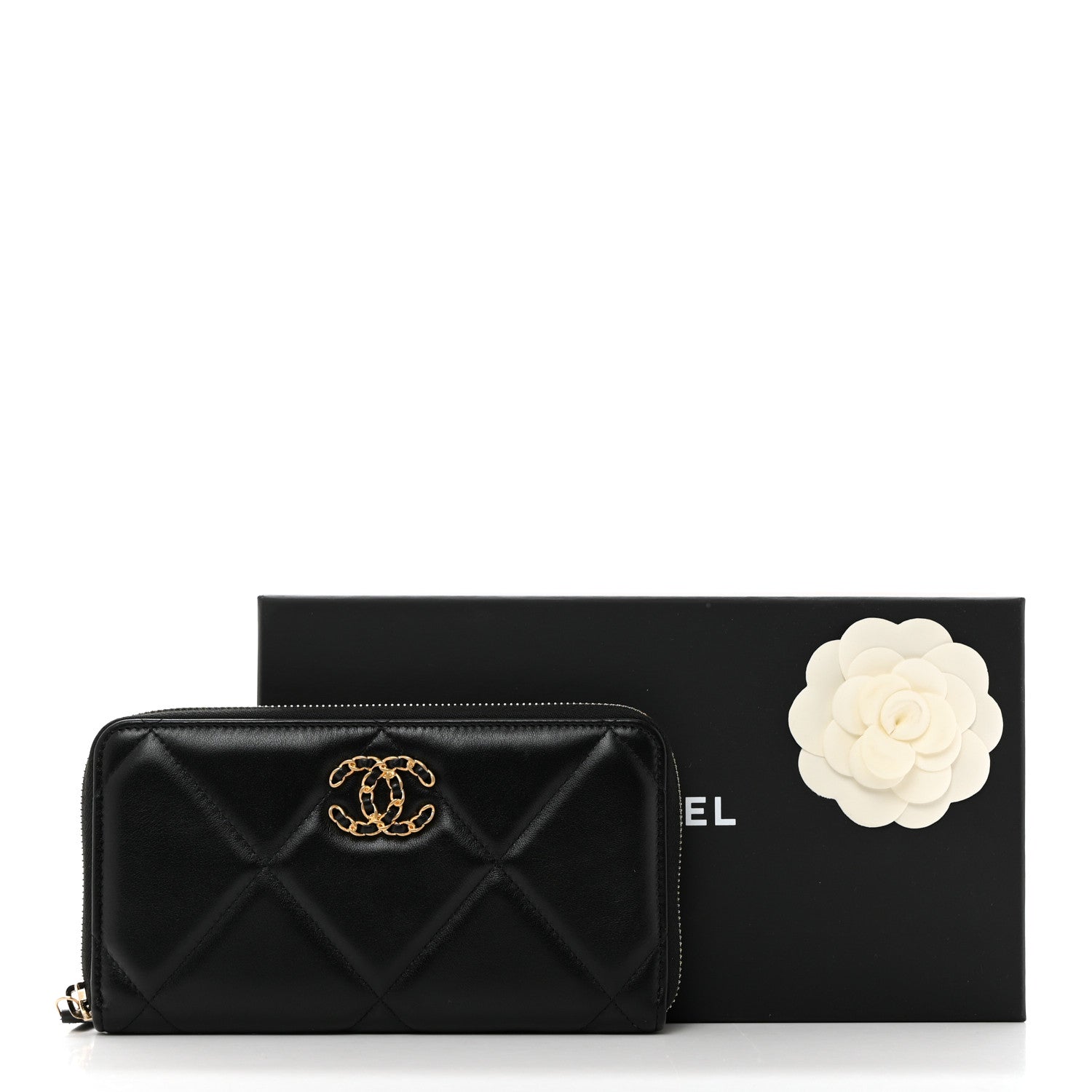 Chanel Lambskin Quilted 19 Long Zipped Around Wallet Black 9 of 9