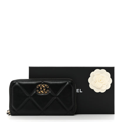 Chanel Lambskin Quilted 19 Long Zipped Around Wallet Black 9 of 9