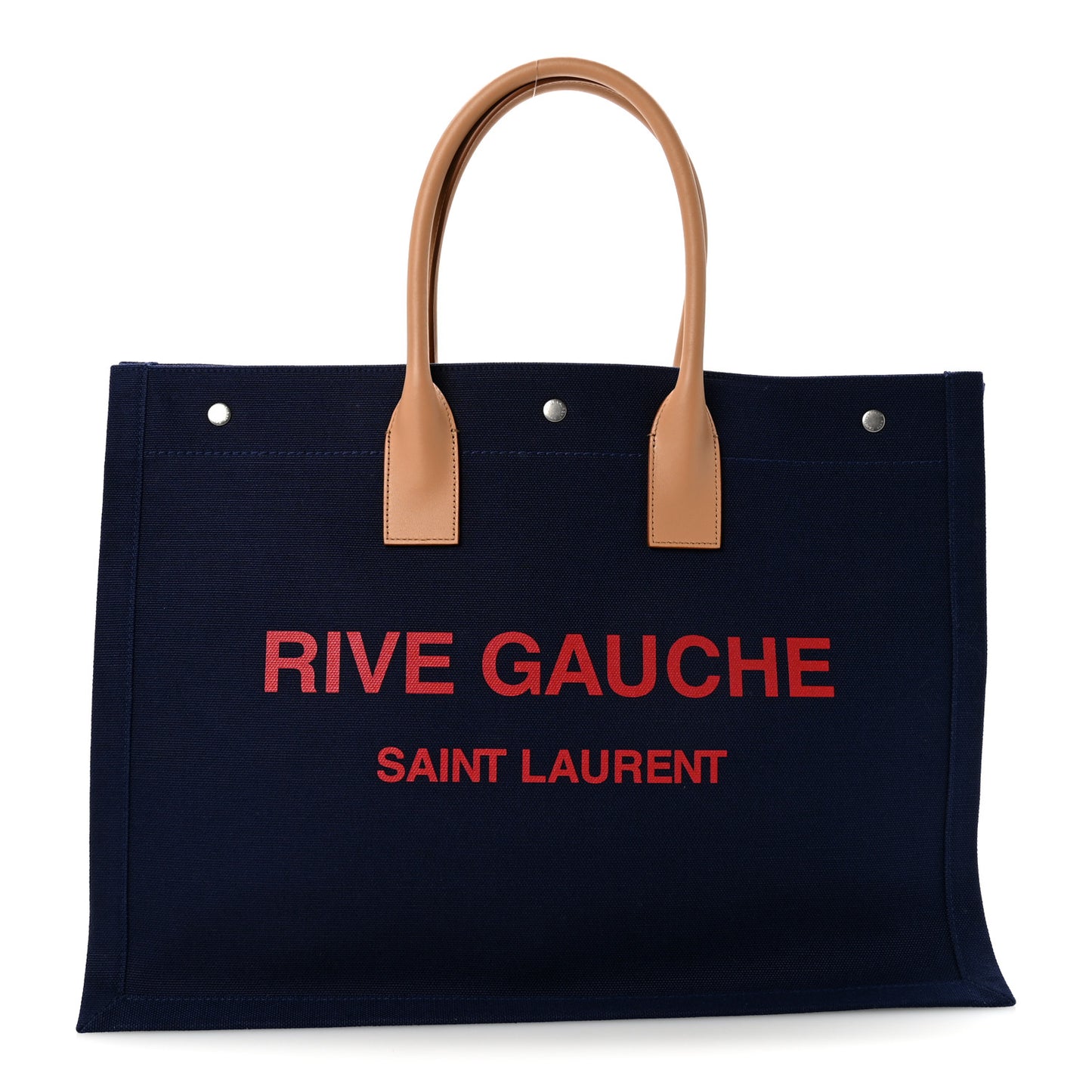 Linen Calfskin Rive Gauche Tote Blue Rouge Eros