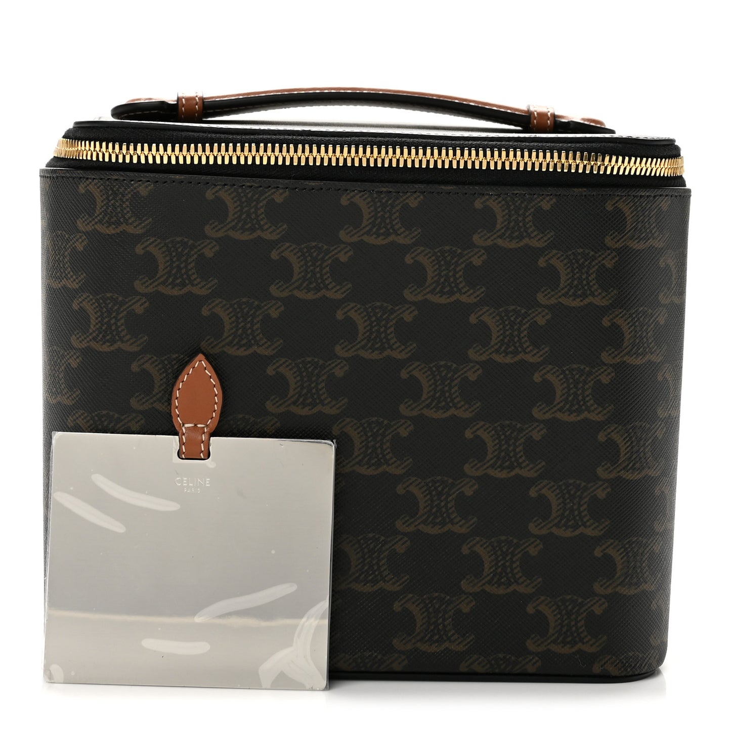 Triomphe Canvas Calfskin Square Vanity Case Tan
